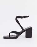 [Missguided] Missguided crossover toe post mid heel sandal in black 5 Black