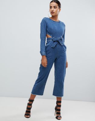 missguided denim jumpsuit