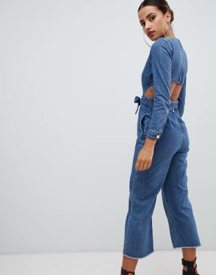 denim jumpsuit missguided