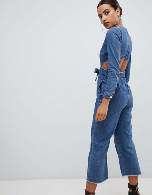 Denim cut cheap out jumpsuit