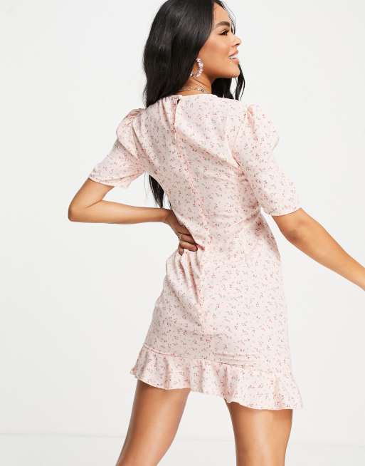 Missguided pink 2025 floral dress