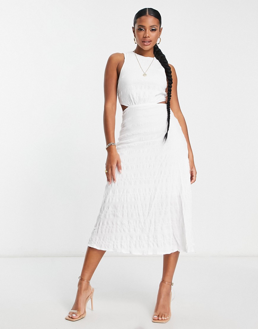 Missguided Cut-out Side Midaxi Dress In White