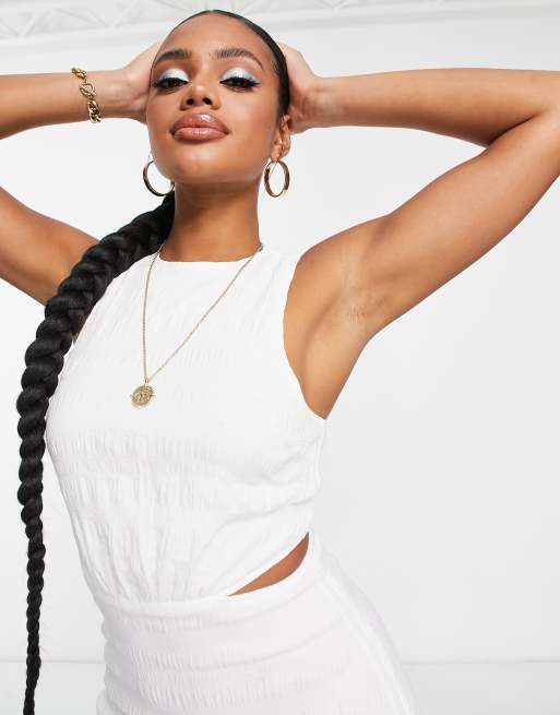 missguided white cut out dress MISSGUIDED Long Sleeve Cut Out Mini Dress With Gold Ring Detail Off Shoulder Party Club Evening Bodycon Elegant Form Fitting Fashionable Design,M