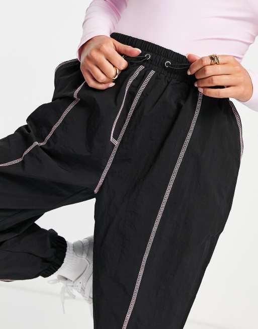 Missguided – Czarne joggersy oversize z kontrastowymi szwami, 3 z 4