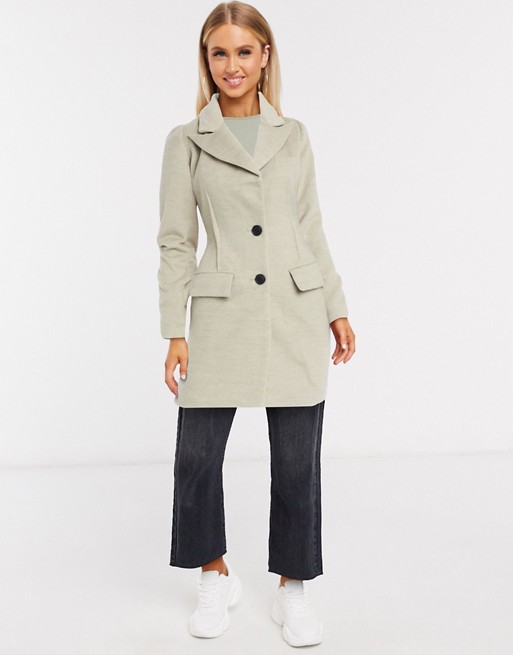 Missguided darted longline coat in stone