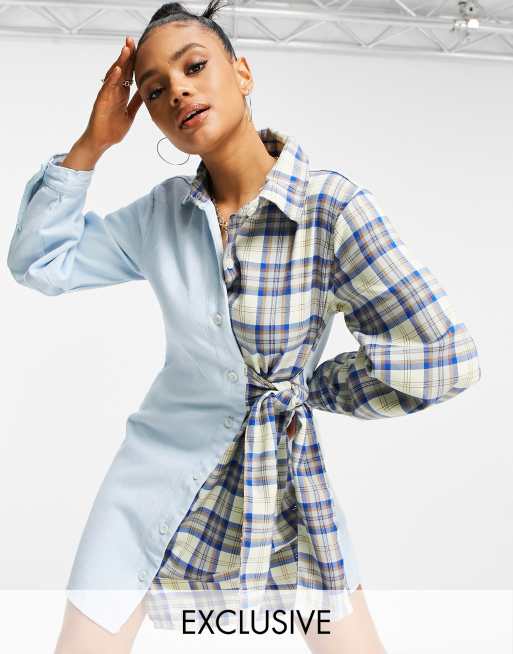 missguided denim mini dress MISSGUIDED Women's Studded Bandeau Denim Mini Dress