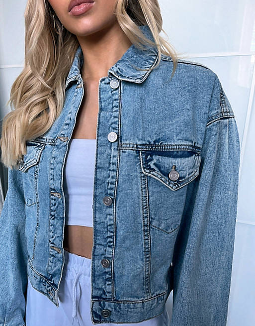 Coats & Jackets Missguided denim jacket with balloon sleeve in washed blue 