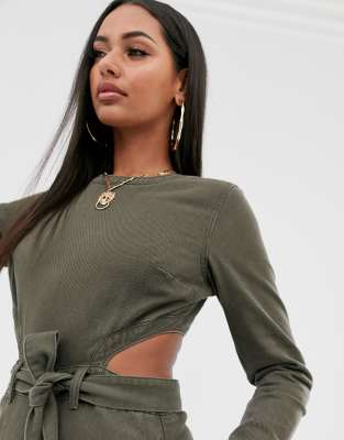 missguided khaki jumpsuit