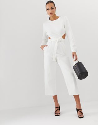 white denim jumpsuit