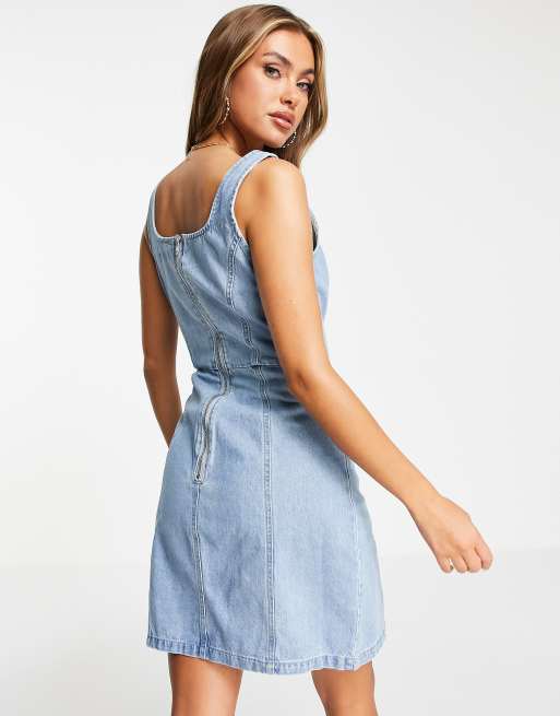 Missguided sleeveless denim shirt deals dress