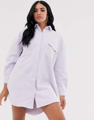 Missguided denim shirt dress in lilac 