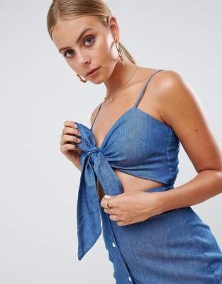 tie front denim dress