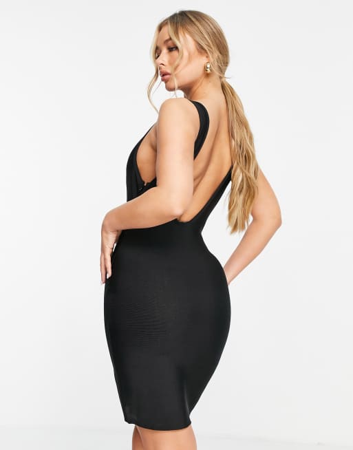 Missguided black bandage dress hotsell