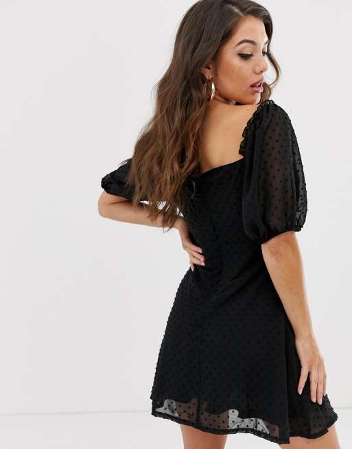 Black milkmaid hot sale style dress