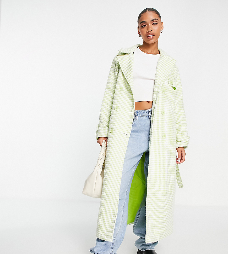 Missguided dogtooth formal coat in green