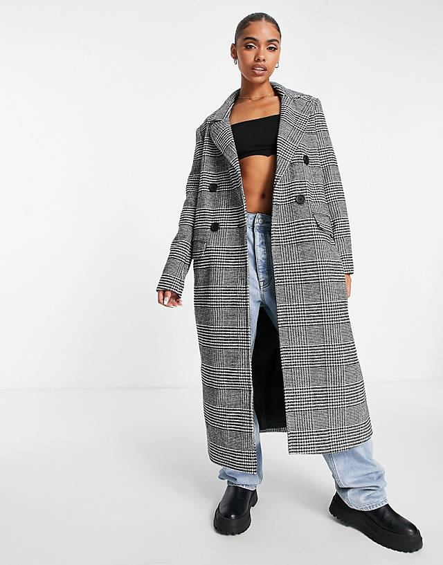 Missguided - double breasted formal coat in black