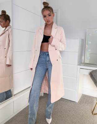 pink longline coat