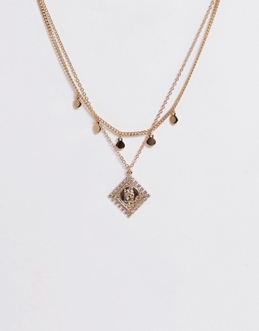 Missguided double layered necklace with pendant