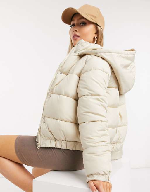 Missguided Doudoune capuche Taupe ASOS