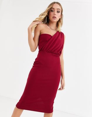 missguided one shoulder midi dress