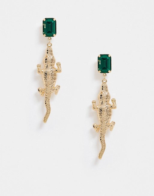 Missguided drop croc earring in gold