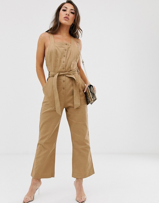 Missguided dungaree in stone