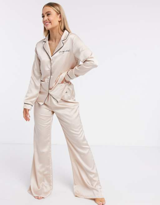 Beige silk pyjamas new arrivals