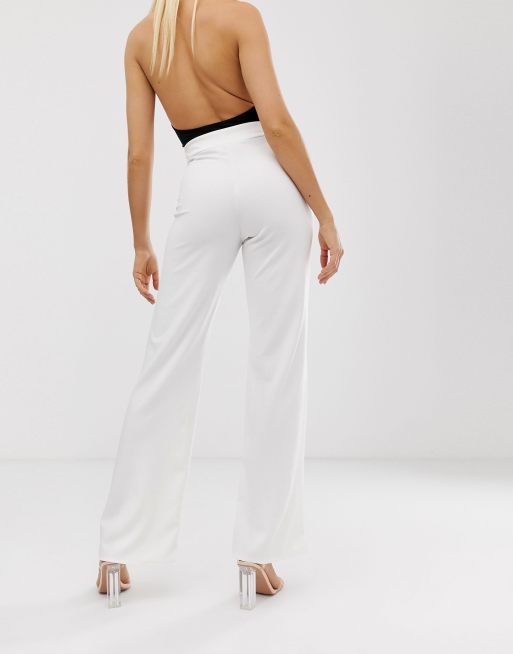 White flared deals trousers missguided