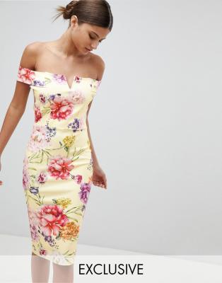 asos floral bardot dress