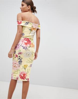 floral bardot midi dress