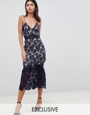 missguided lace fishtail dress