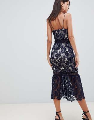 missguided navy fishtail dress