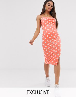 pink polka dot midi dress