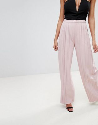 Missguided - exclusive - plisserede bukser med vide ben-Beige