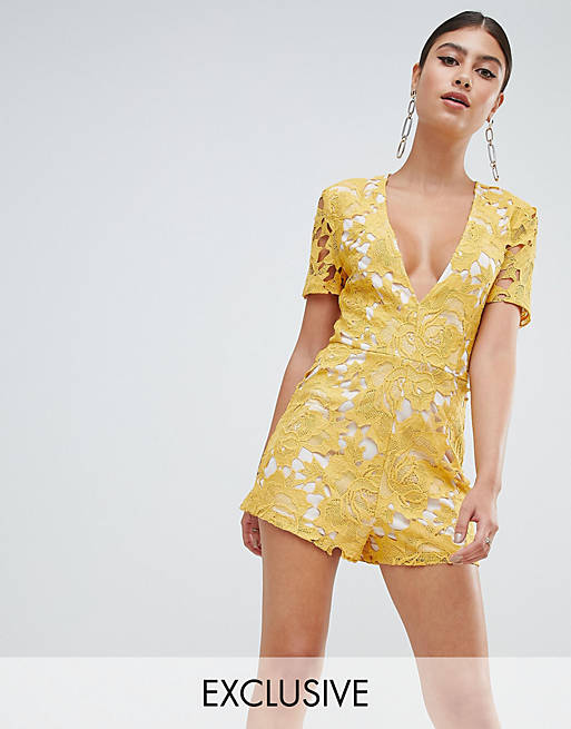 Missguided exclusive plunge lace playsuit | ASOS