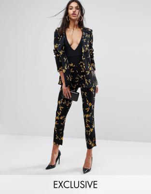 floral cigarette trousers