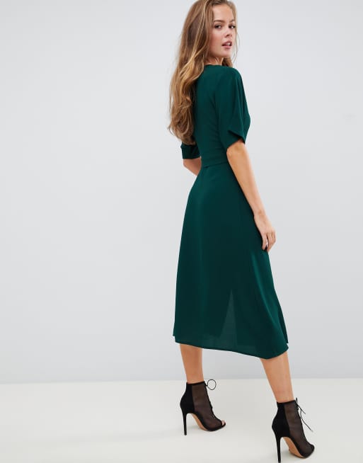 Green tie shop waist dress