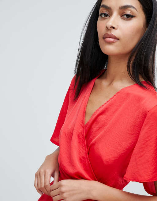 Missguided red wrap store dress