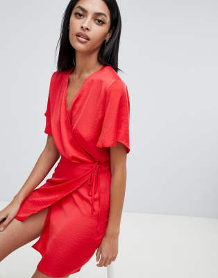 missguided red wrap dress