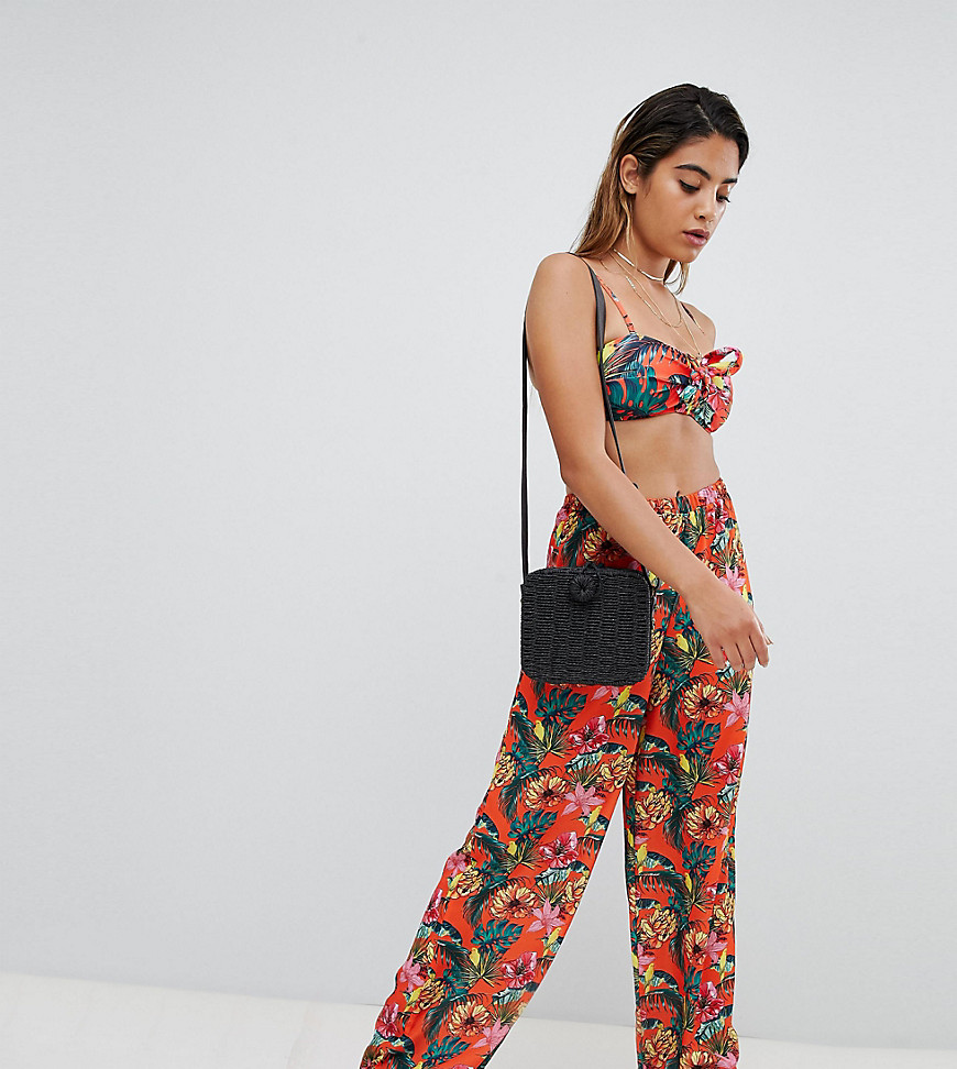 Missguided exclusive tropical high waist beach pants-Multi