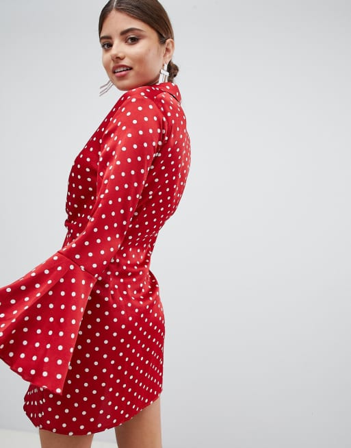 Red polka store dot dress missguided