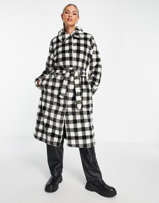 Missguided on sale check coat