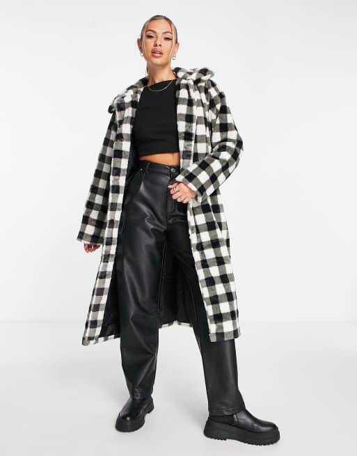 Missguided on sale check coat