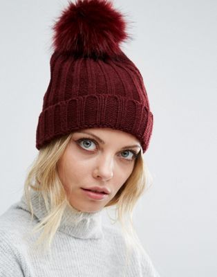 burgundy pom pom hat