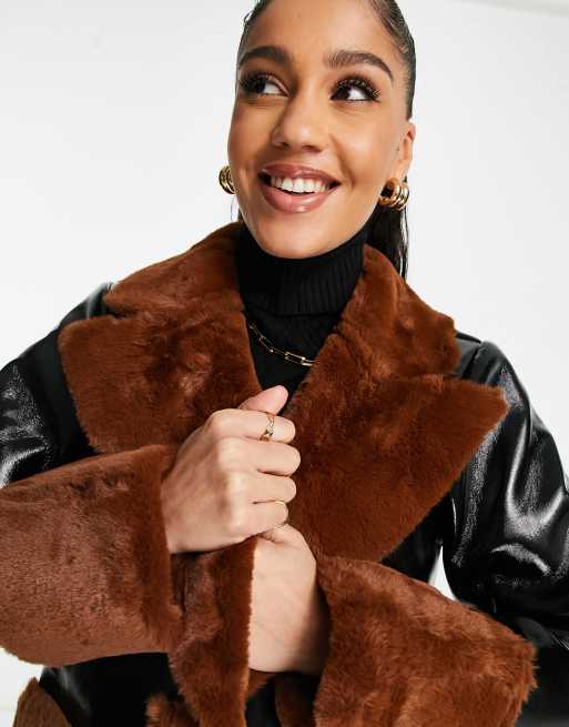 Vinyl Faux Fur Trim Jacket curated on LTK