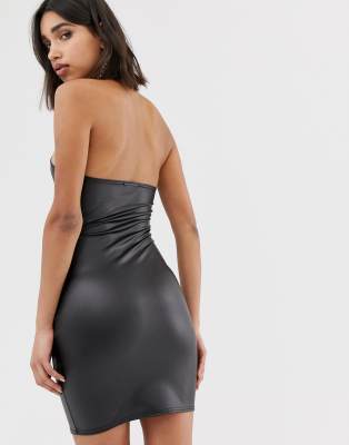 missguided black leather dress