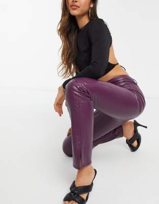 burgundy pleather pants