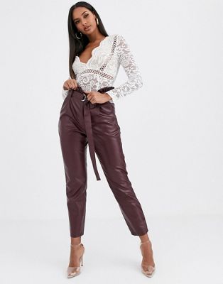 burgundy leather pants