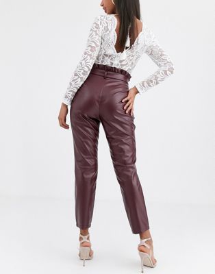burgundy pleather pants