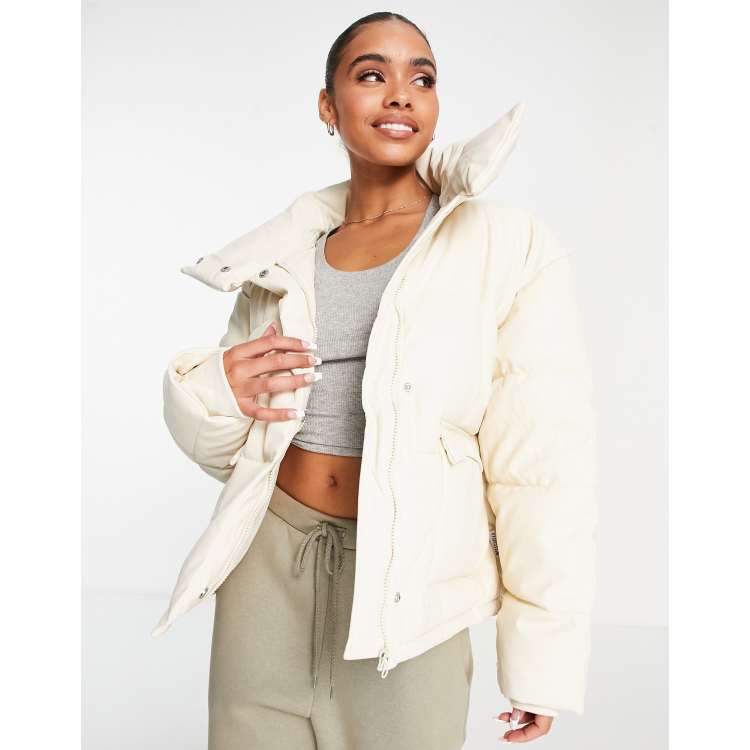 White puffer sale jacket with belt